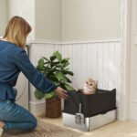Stainless Steel Top-Entry Cat Litter Box with Scoop - Black
