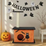 Halloween Cat Tree with Sisal Scratching Post and Plush Condos - Image 3