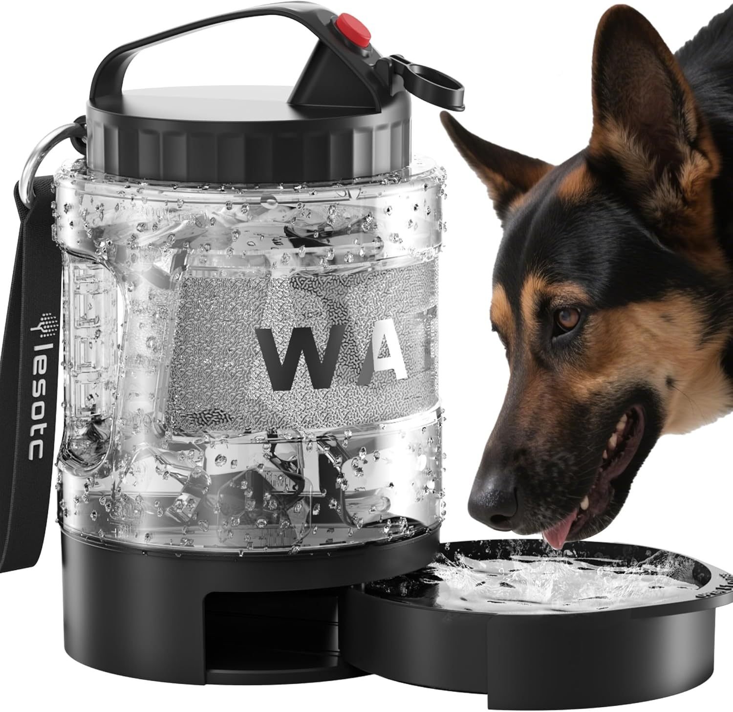 149c107e-92a6-4396-82c3-f1e07cee5451.jpg Portable Dog Travel Water Bottle with Collapsible Bowl - 77oz - Image 1