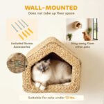 Wall Mounted Cat House with Washable Cushion - Natural Seagrass - Image 3