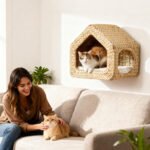 Wall Mounted Cat House with Washable Cushion - Natural Seagrass - Image 6