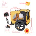 Yellow Foldable Heavy Duty Pet Stroller with Bike Trailer - Image 2