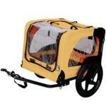 Yellow Foldable Heavy Duty Pet Stroller with Bike Trailer - Image 4