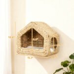 Wall Mounted Cat House with Washable Cushion - Natural Seagrass - Image 2