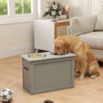 Elevated Dog Food Stand with Storage for Large Dogs