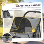 Gray 3-Wheel Pet Stroller for Medium Dogs with Quick Fold - Image 2