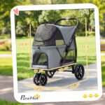 Gray 3-Wheel Pet Stroller for Medium Dogs with Quick Fold - Image 4
