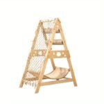 Wooden Cat Tower with Scratching Posts & Climbing Net - Image 6