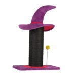 Wizard Hat Cat Scratching Post with Spring Toy - Purple - Image 3