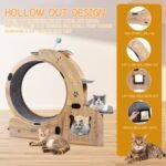 6-in-1 Indoor Cat Exercise Wheel with Natural Wood Finish - Image 10