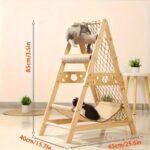 Wooden Cat Tower with Scratching Posts & Climbing Net - Image 2