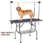 Adjustable Folding Dog Grooming Table with Storage Rack