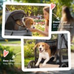 Gray 3-Wheel Pet Stroller for Medium Dogs with Quick Fold - Image 3