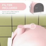 Hooded Cat Litter Box with Odor Filter and Mat - Pink - Image 4