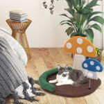 3-in-1 Multifunctional Mushroom Cat Tree with Scratch Board & Bed - Image 7