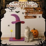 Wizard Hat Cat Scratching Post with Spring Toy - Purple - Image 8