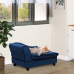 Luxury Small Dog Bed with Hidden Storage in Blue - Image 7