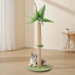Tall Green Cat Scratching Post with Toys and Palm Tree Design - Image 4