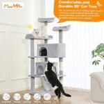 56-Inch Grey Multi-Level Cat Tree Tower with Scratching Posts - Image 3