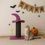 Wizard Hat Cat Scratching Post with Spring Toy - Purple - Image 7