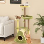 Multi-Level Avocado Cat Tree with Plush Perches & Scratching Posts