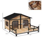 Large Rustic Wooden Dog House with Porch Deck - Image 3
