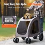 Pet Stroller with 4 Wheels and 160lbs Capacity, Portable Dog Carrier - Image 2