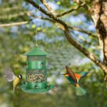 3-Tier Large Capacity Metal Hanging Bird Feeder with Water Cups & Perches - Image 7