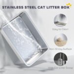 Stainless Steel Top-Entry Cat Litter Box with Scoop - Black - Image 5