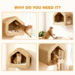 Wall Mounted Cat House with Washable Cushion - Natural Seagrass - Image 8