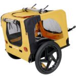 Yellow Foldable Heavy Duty Pet Stroller with Bike Trailer - Image 3