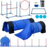 Dog Agility Training Kit with Jump Bars, Tunnels & Pause Box