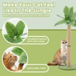 Tall Green Cat Scratching Post with Toys and Palm Tree Design - Image 3