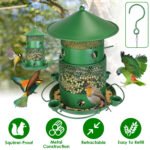 3-Tier Large Capacity Metal Hanging Bird Feeder with Water Cups & Perches