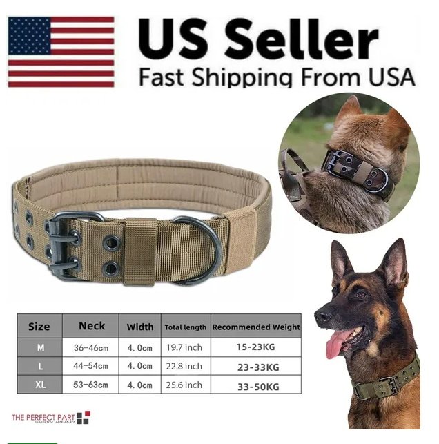 e6307ecf-feff-47f1-a709-a4aa7111dc83.jpg Tactical Dog Collar with Neoprene Lining - M & XL Sizes - Image 1