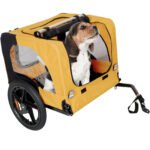 Yellow Foldable Heavy Duty Pet Stroller with Bike Trailer - Image 6