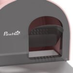 Hooded Cat Litter Box with Odor Filter and Mat - Pink - Image 3